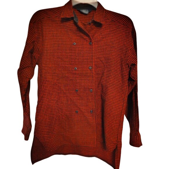 Vintage Women's Medium Woolrich Buffalo Plaid Button Front Shirt, Red Black - Picture 1 of 3